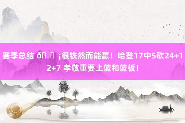 赛季总结 💡很铁然而能赢！哈登17中5砍24+12+7 孝敬重要上篮和篮板！