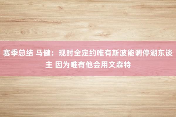 赛季总结 马健：现时全定约唯有斯波能调停湖东谈主 因为唯有他会用文森特