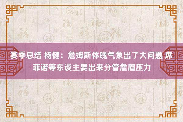 赛季总结 杨健：詹姆斯体魄气象出了大问题 席菲诺等东谈主要出来分管詹眉压力