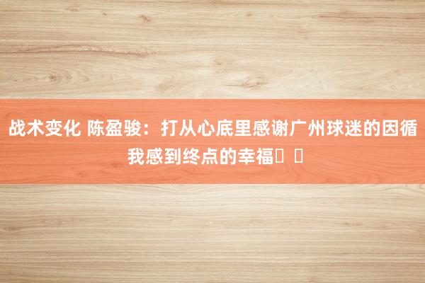 战术变化 陈盈骏：打从心底里感谢广州球迷的因循 我感到终点的幸福❤️