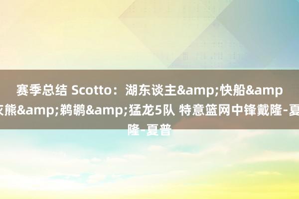 赛季总结 Scotto：湖东谈主&快船&灰熊&鹈鹕&猛龙5队 特意篮网中锋戴隆-夏普