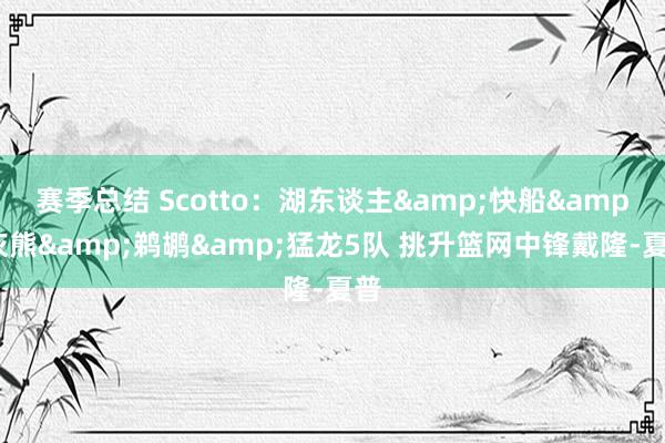 赛季总结 Scotto：湖东谈主&快船&灰熊&鹈鹕&猛龙5队 挑升篮网中锋戴隆-夏普