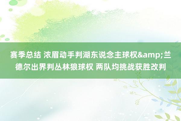 赛季总结 浓眉动手判湖东说念主球权&兰德尔出界判丛林狼球权 两队均挑战获胜改判