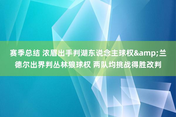 赛季总结 浓眉出手判湖东说念主球权&兰德尔出界判丛林狼球权 两队均挑战得胜改判