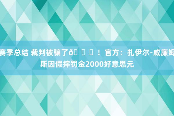 赛季总结 裁判被骗了😅！官方：扎伊尔-威廉姆斯因假摔罚金2000好意思元